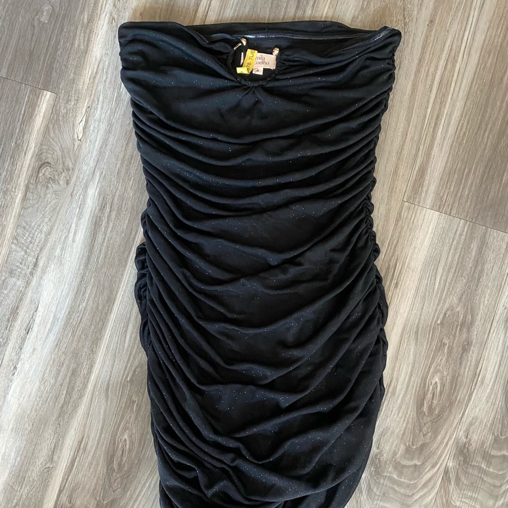 Camila Coelho black and sparkly mini dress